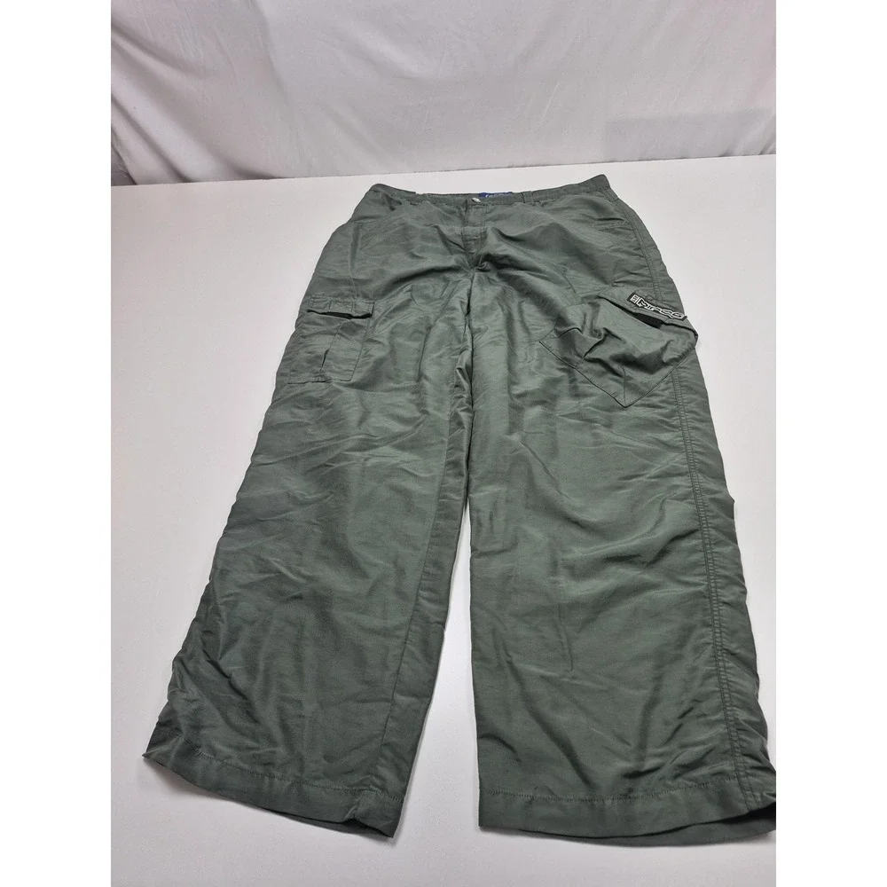 VTG Lee Pipes Pants Men's 36x32 Green Nylon Cargo Relaxed Baggy Utility FLAW